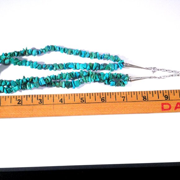 Vintage Relios Pollack Turquoise Bead Sterling Silver Double-strand Necklace - Picture 3 of 4